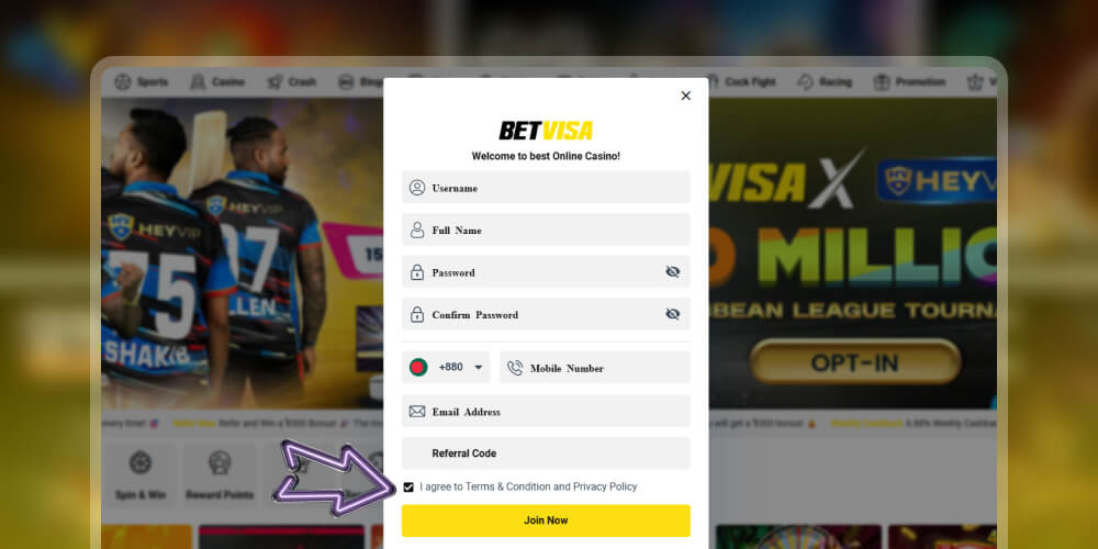 tick the checkbox about terms